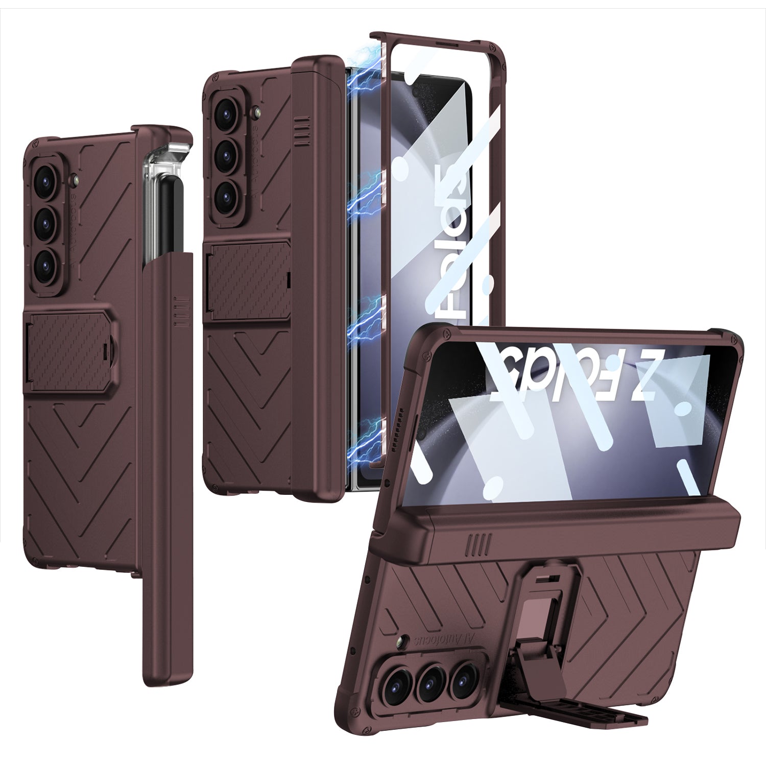GKK Armor Kickstand Phone Case for Samsung Galaxy Z Fold5 5G Pen Slot PC Phone Cover with Tempered Glass Screen Film GKK Armor Kickstand Phone Case for Samsung Galaxy Z Fold5 5G Pen Slot PC Phone Cover with Tempered Glass Screen Film